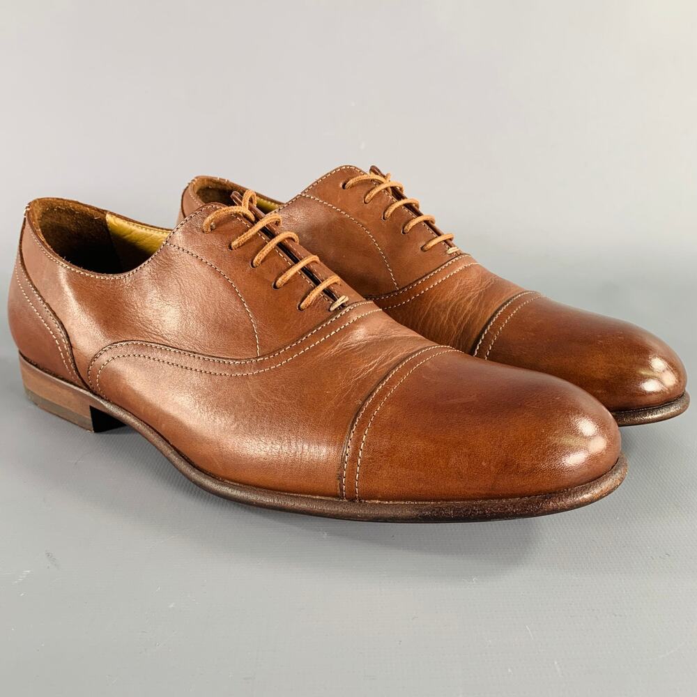 PAUL SMITH Size 7 Brown Leather Cap Toe Oxford Lace-Up Shoes